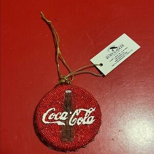 Coca-Cola Red Beaded Decoration with Gold String